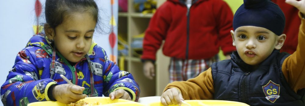 Children eating meal